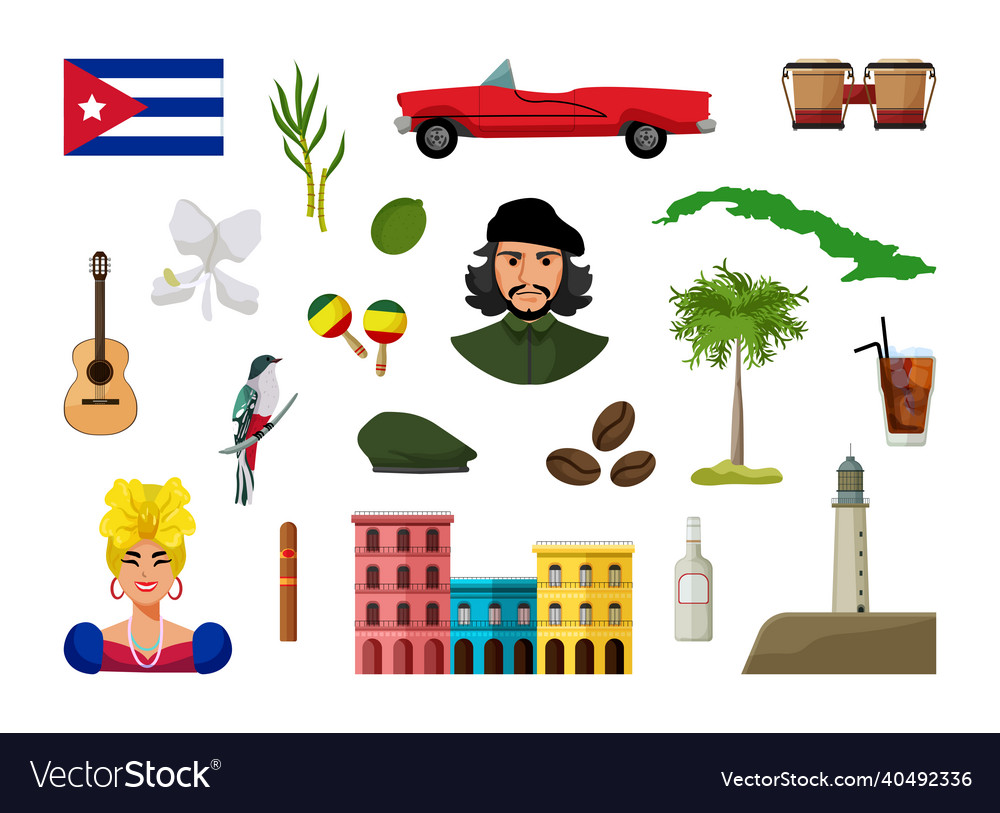 Set of cuba associative Royalty Free Vector Image