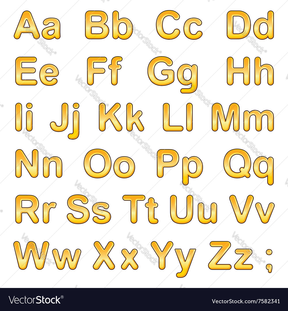 Alphabet yellow letters on a white background Vector Image