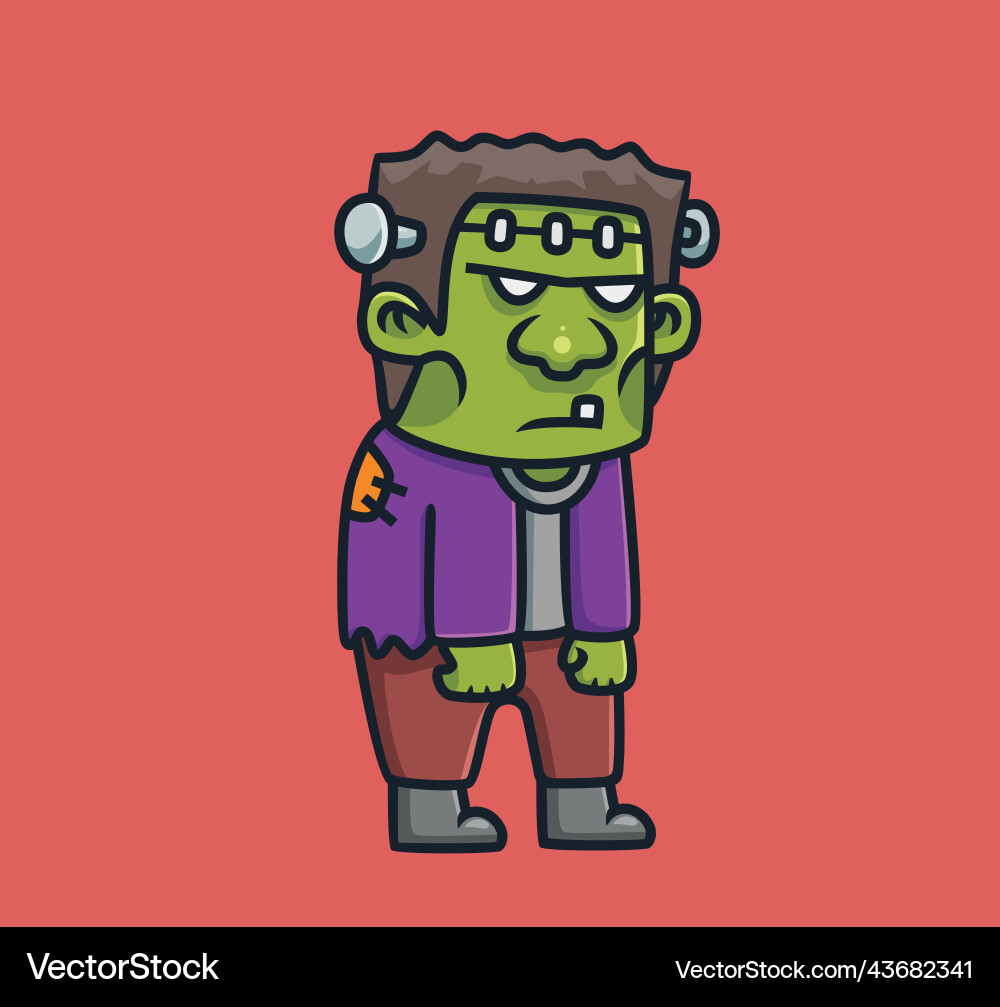 Cute frankenstein walking cartoon halloween Vector Image