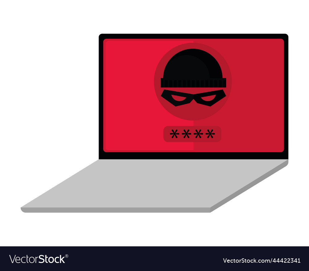 Laptop and hacker Royalty Free Vector Image - VectorStock