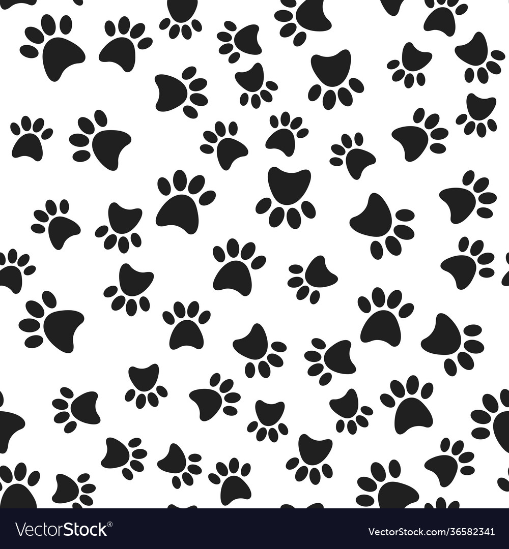 Seamless pattern with black dog paws print Vector Image