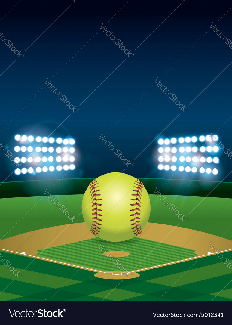 Softball on field copyspace Royalty Free Vector Image