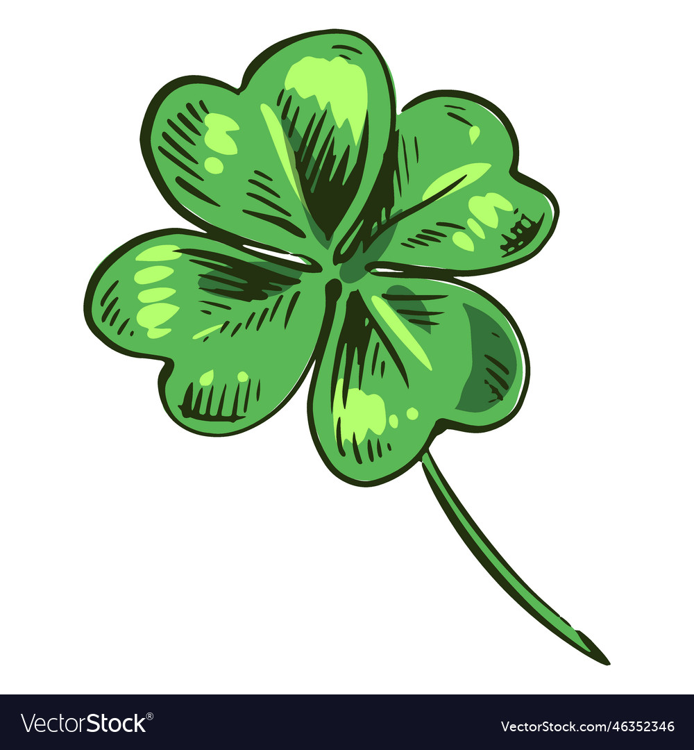 Awesome clover leaf drawn Royalty Free Vector Image