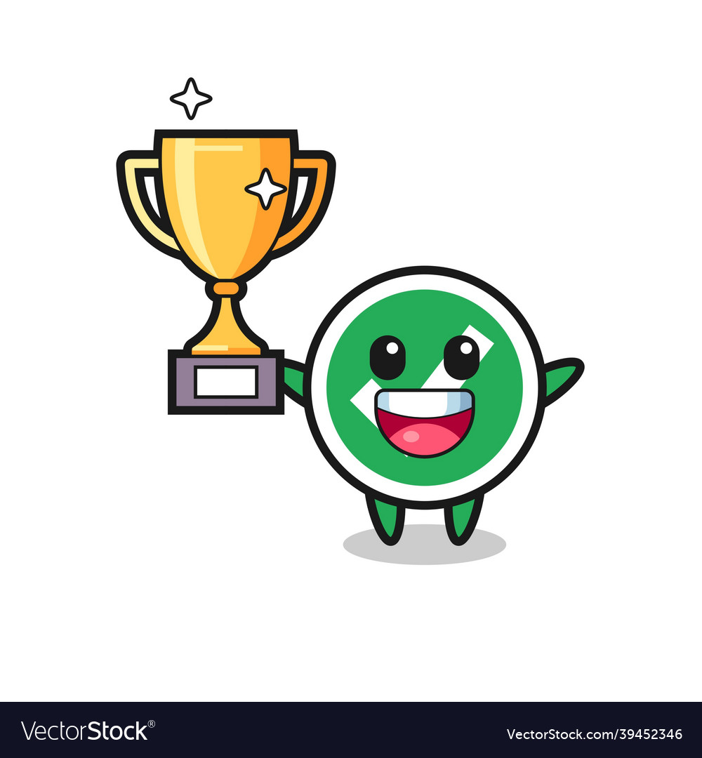 Cartoon of check mark is happy holding up Vector Image Cartoon of check mark is happy holding up Vector Image