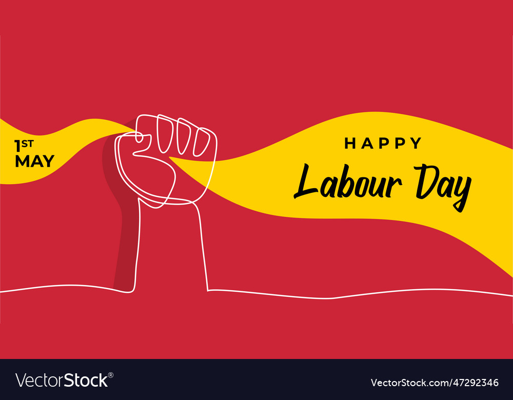 Labour Day One Line Drawing Hand Continuous Drawn Vector Image