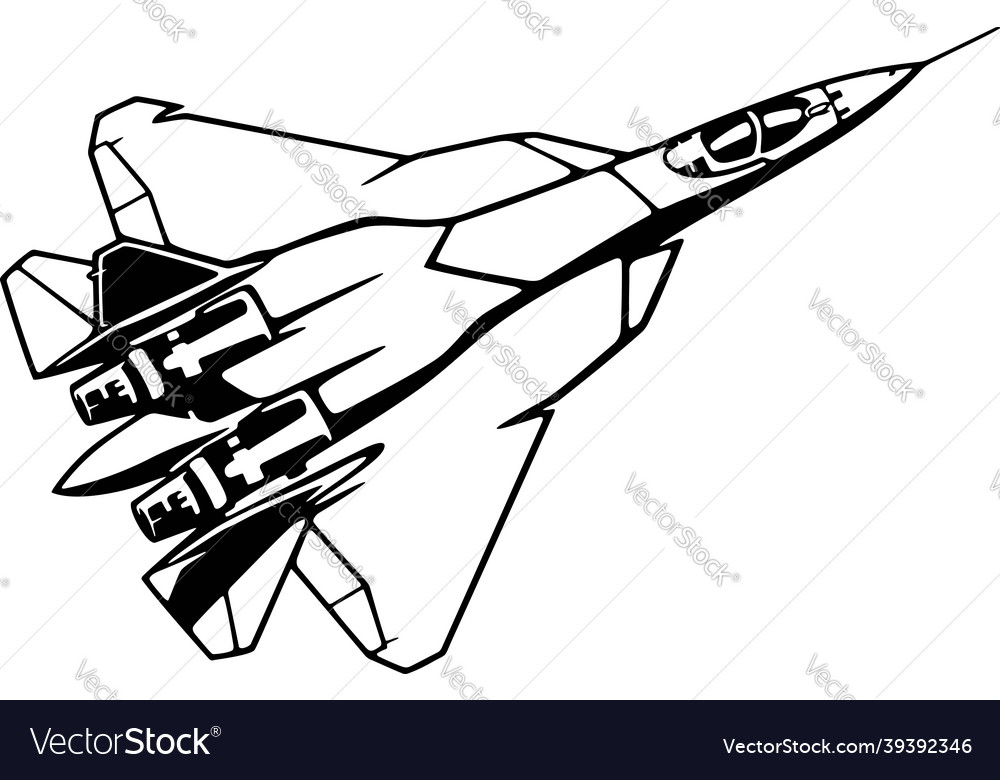 Military fighter aircraft detailed silhouette Vector Image