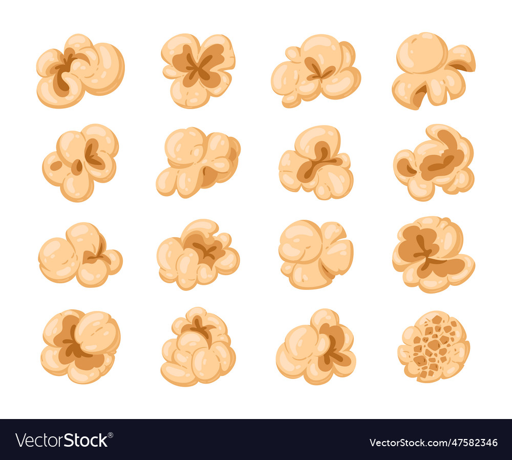 Popping corn set cartoon popcorn with salty Vector Image