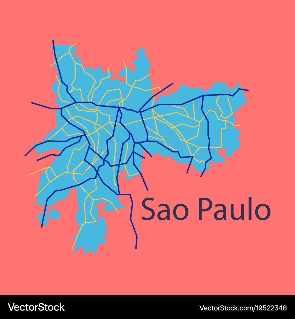 Sao paulo brazil flat map isolated on background Vector Image