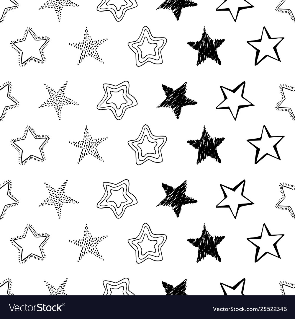 Seamless doodle hand drawn stars Royalty Free Vector Image