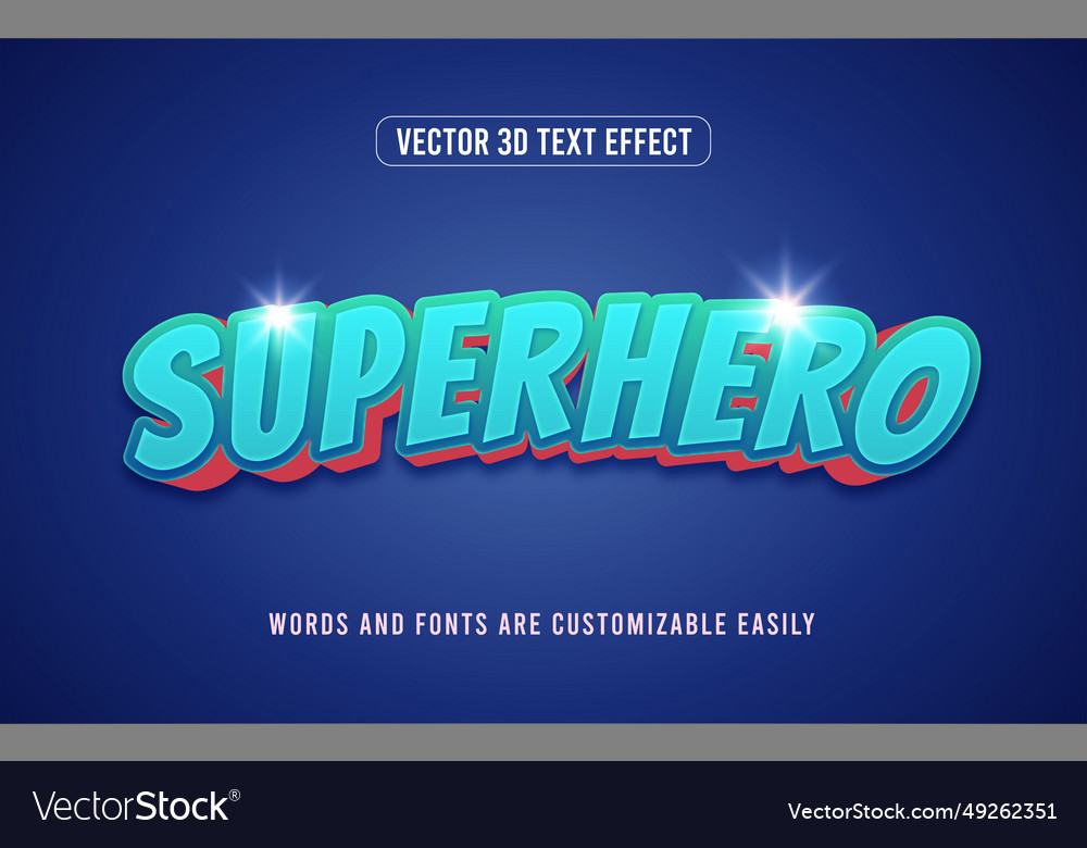 Blue action superhero comic style editable text Vector Image