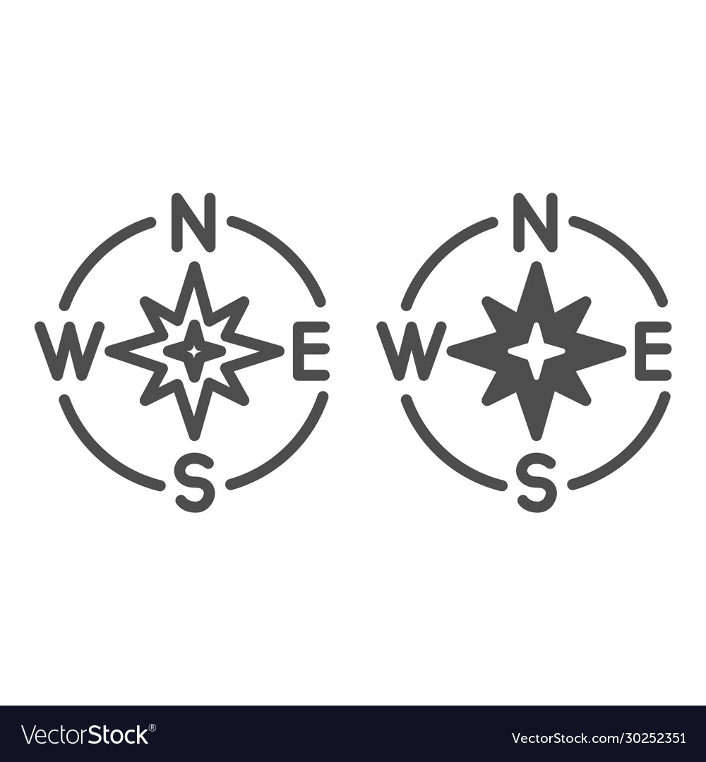 Compass directions line and solid icon compassing Vector Image