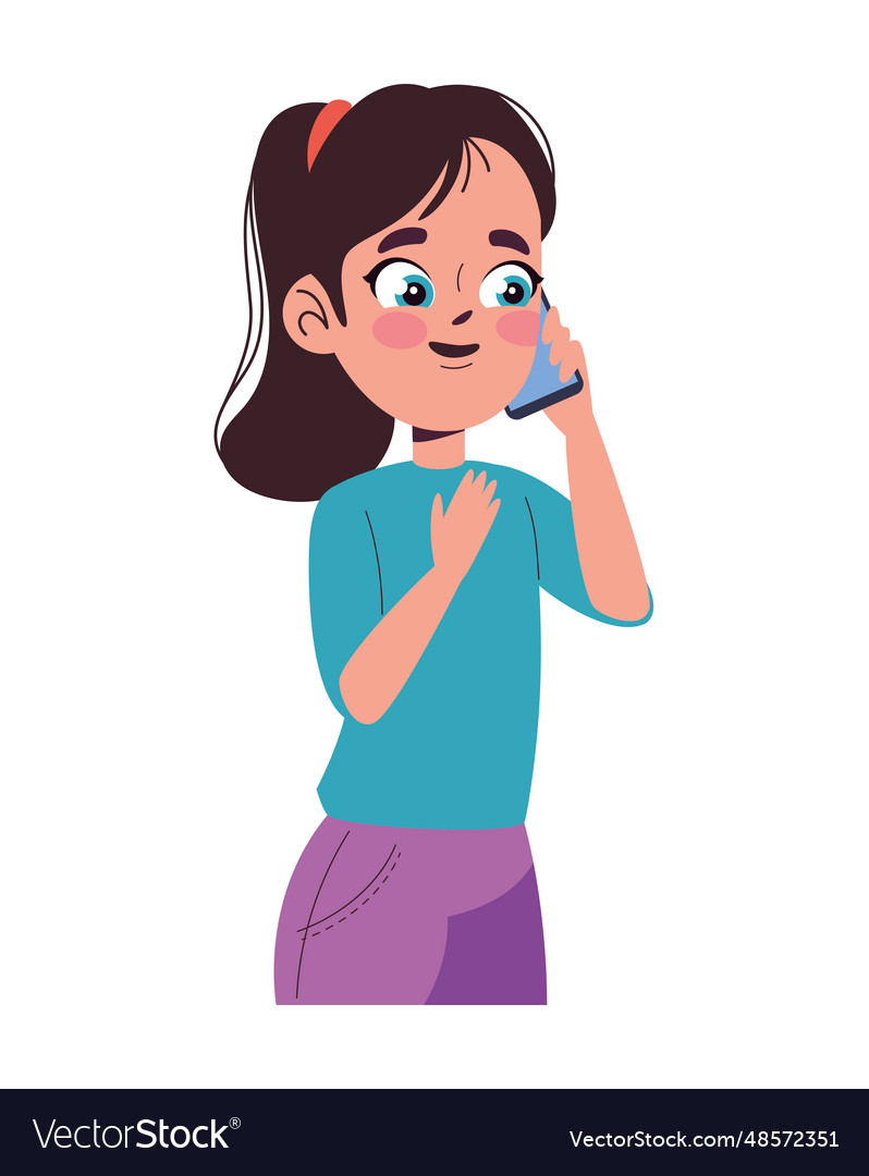 Girl speaking using phone Royalty Free Vector Image