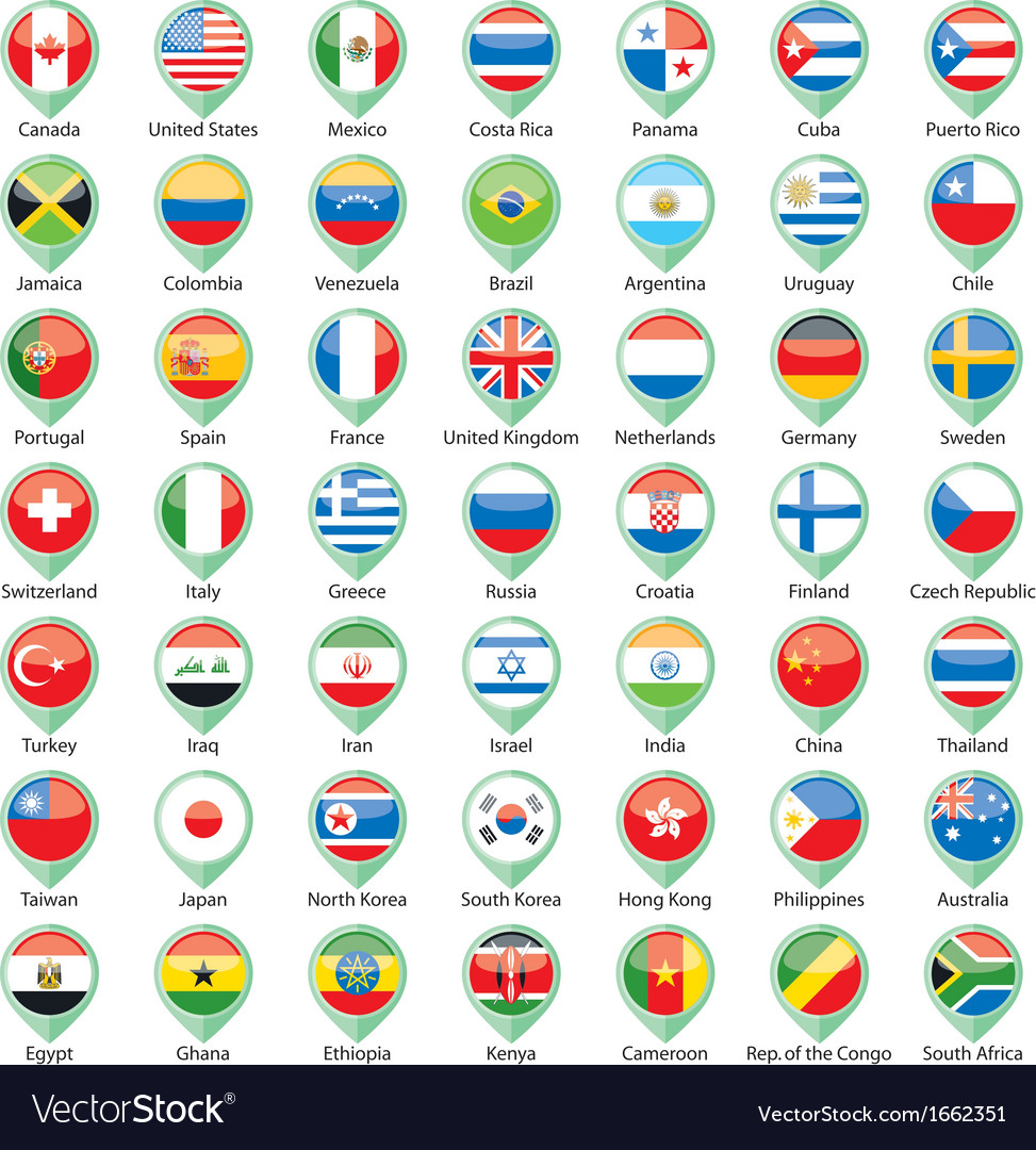 International flags pointer Royalty Free Vector Image