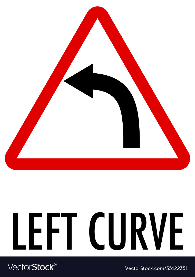 Left curve sign on white background Royalty Free Vector