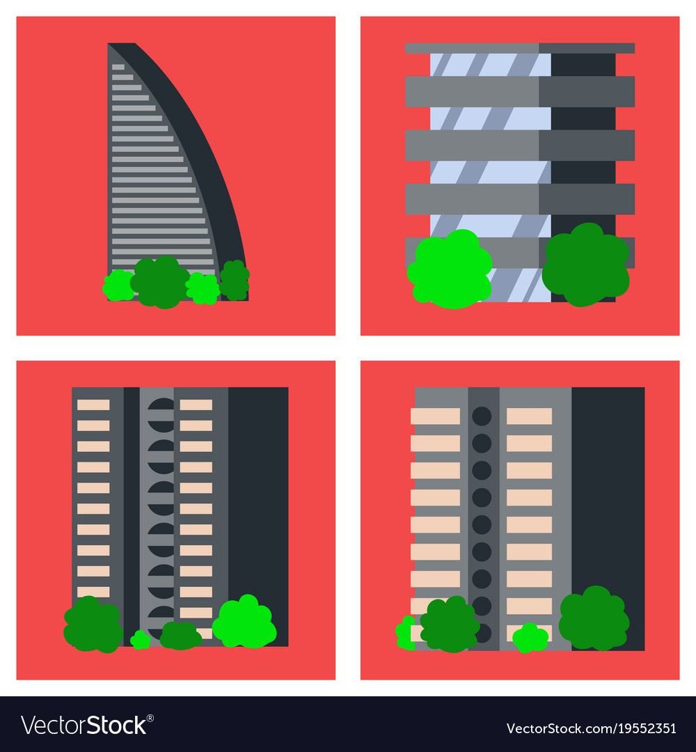 Set of modern multi-storey building Royalty Free Vector