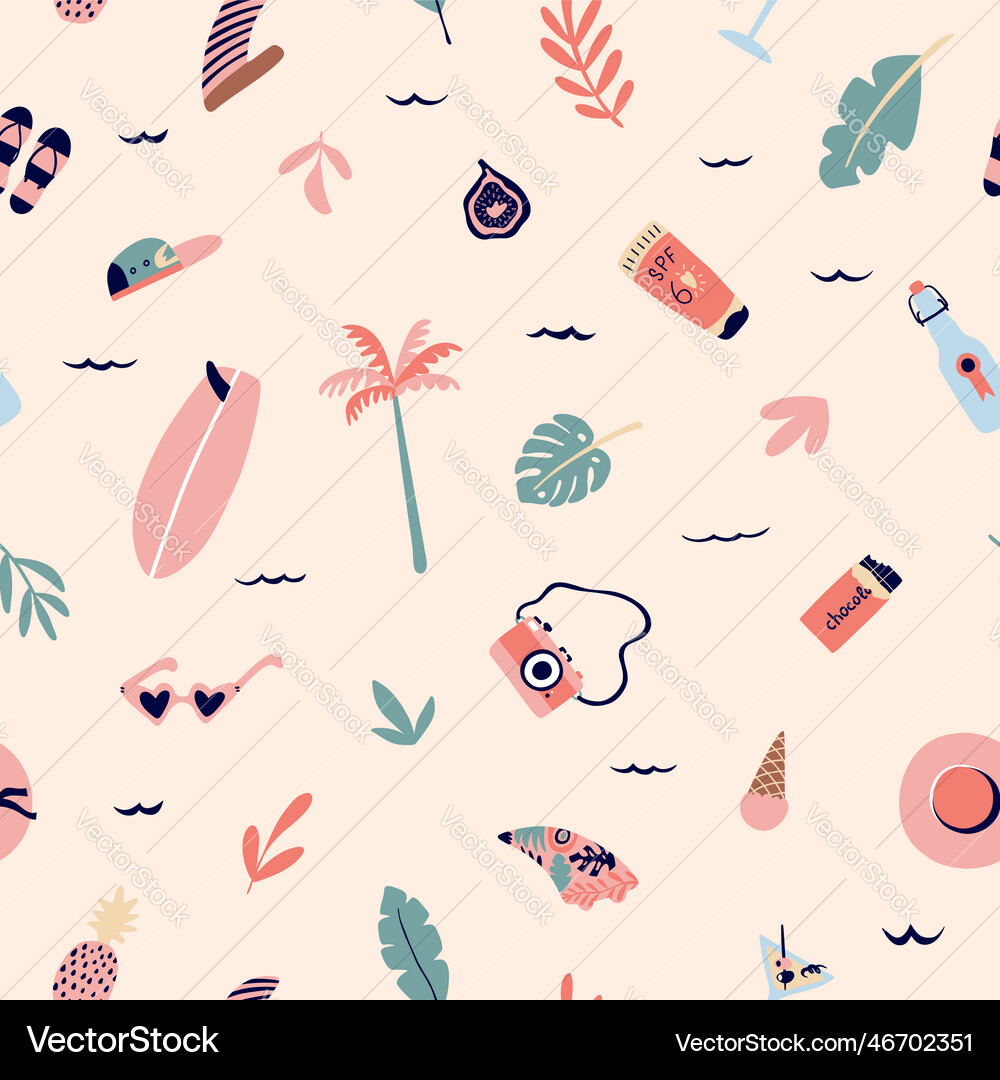 Summer seamless pattern hipster elements Vector Image