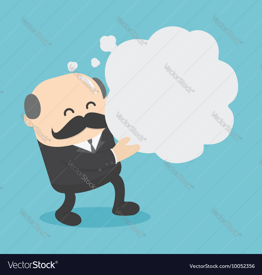 Businessman holding a empty speech bubble