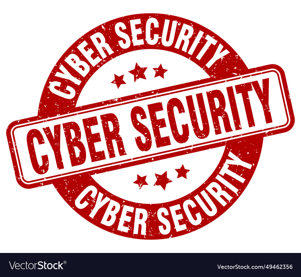 Cyber security stamp label round Royalty Free Vector Image