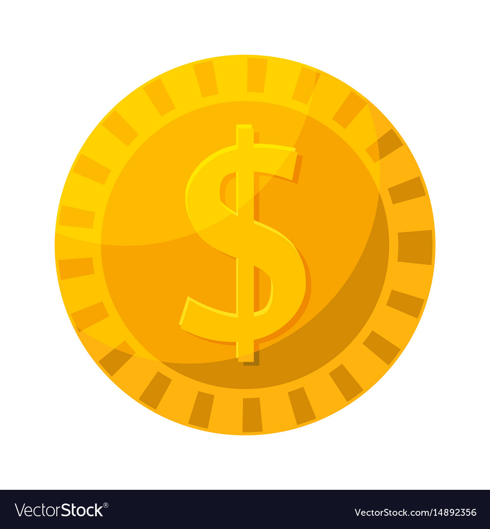 Gold coin in cartoon style Royalty Free Vector Image