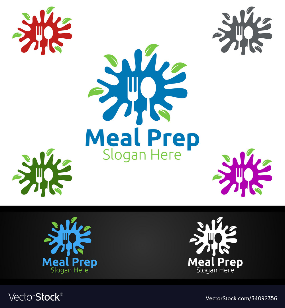 Meal prep healthy food logo for restaurant cafe Vector Image