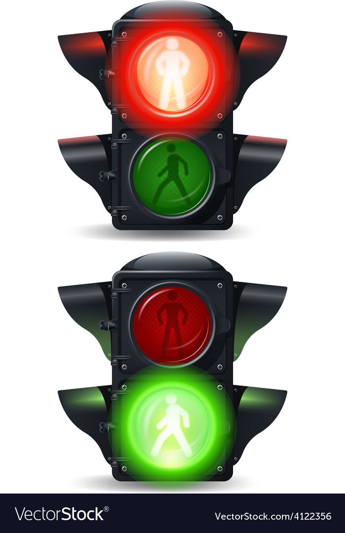 Pedestrian Traffic Lights Set Royalty Free Vector Image