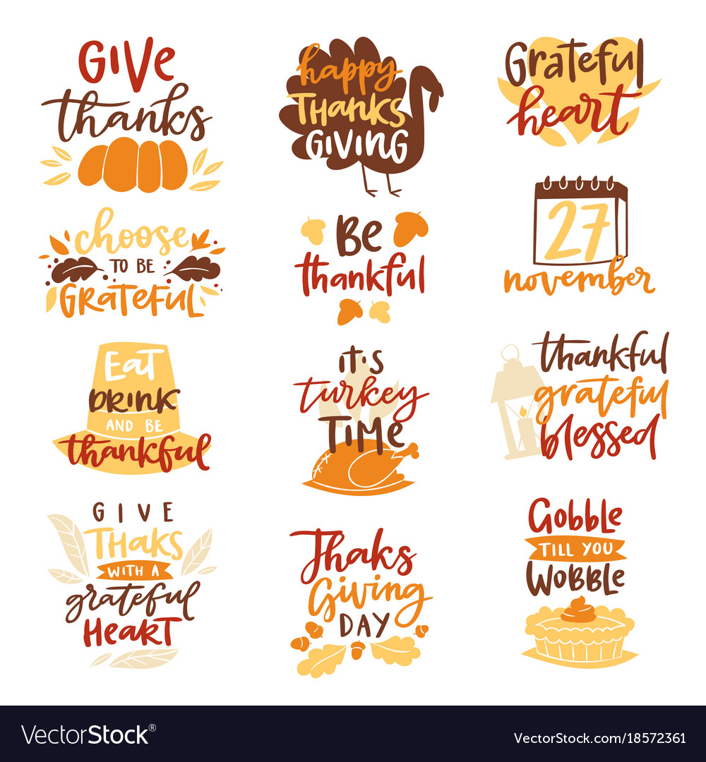 Happy thanksgiving text logo lettering Royalty Free Vector