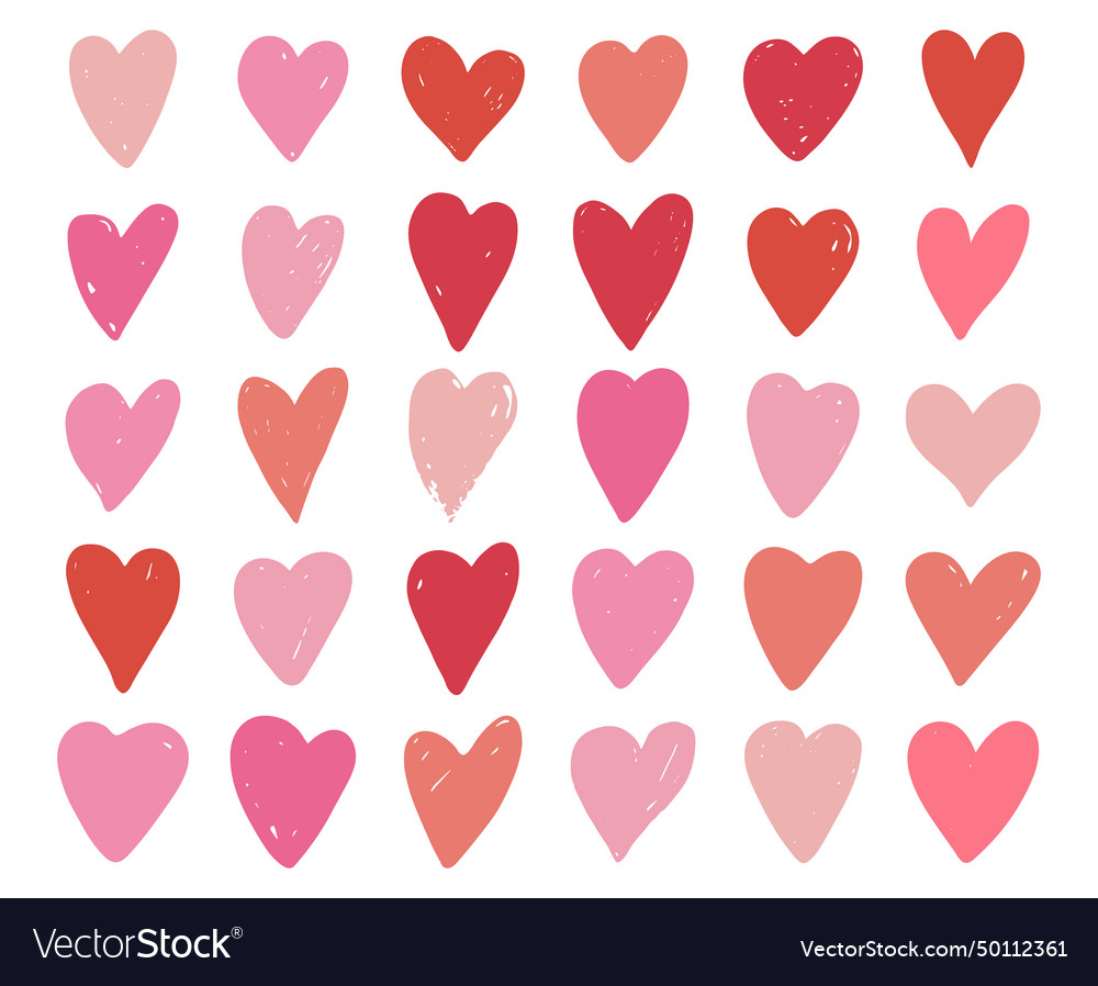 Hearts symbols set valentines day love romantic Vector Image