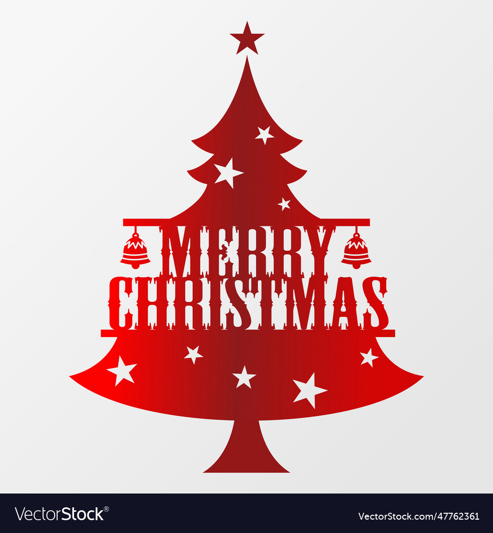 Pine Christmas Tree Merry Typographic Royalty Free Vector