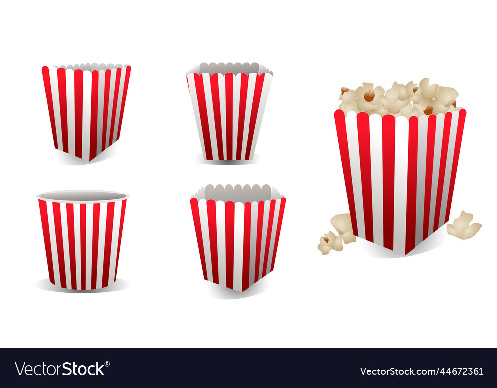 Popcorn cinema snacks in striped paper box Vector Image