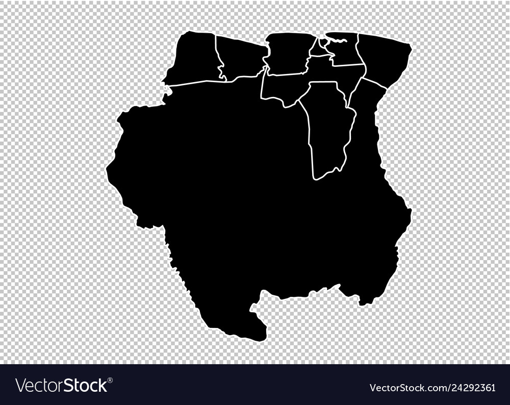 Suriname map - high detailed black Royalty Free Vector Image