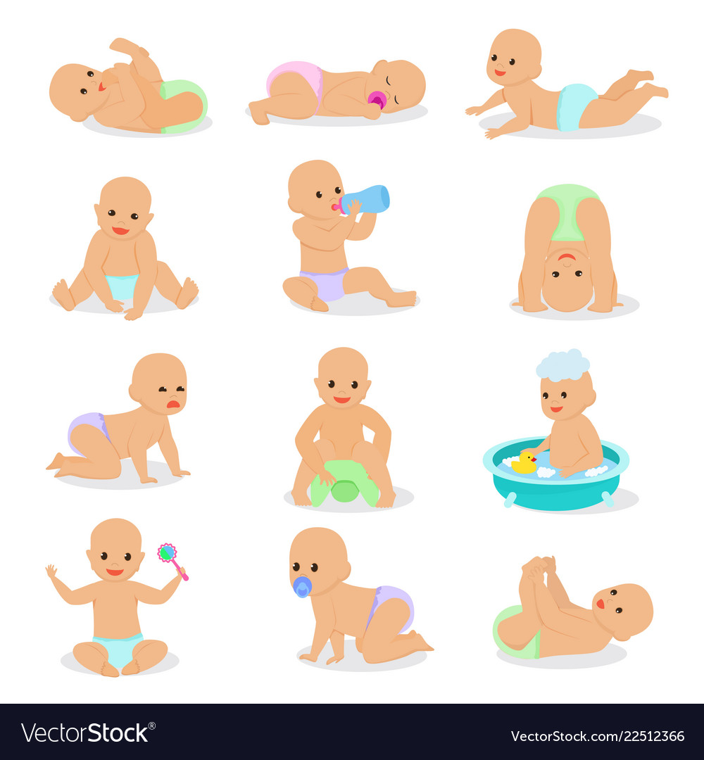 Banewborn infant child playing Royalty Free Vector Image