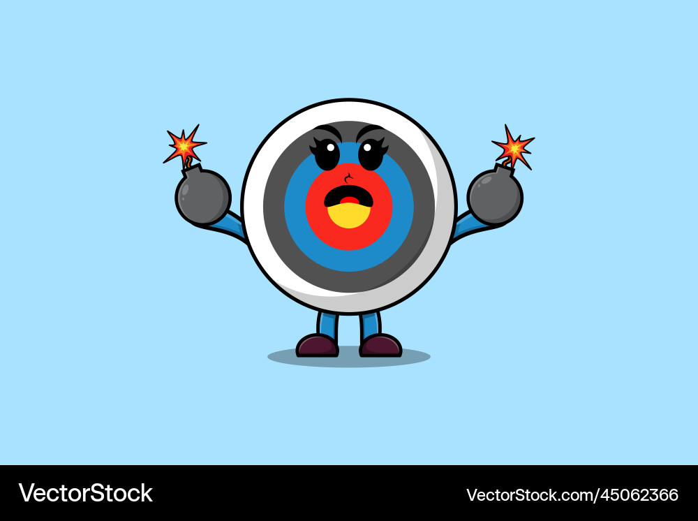 Cute cartoon archery target holding bomb Vector Image
