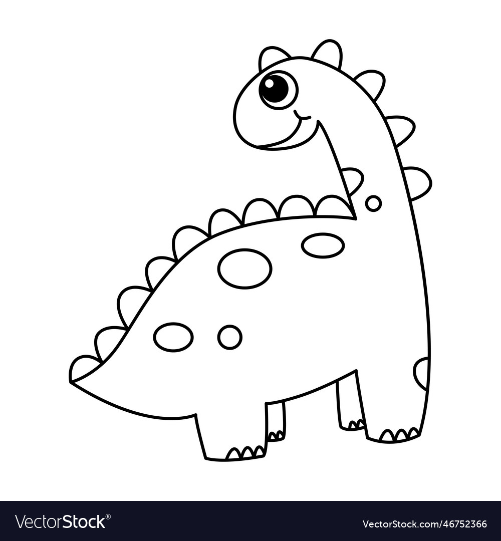 Dinosaur cartoon coloring page for kids Royalty Free Vector