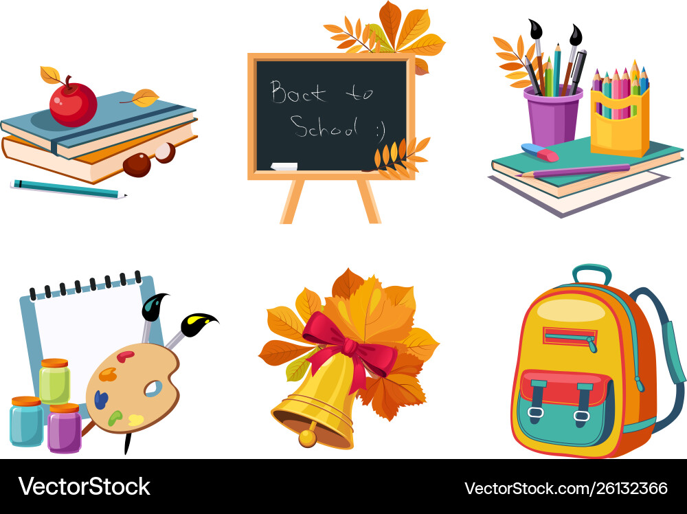 Flat set compositions with objects Royalty Free Vector Image