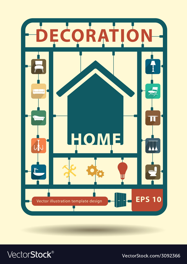 Furniture Flat Icons Home Decoration Idea Concept Vector Image