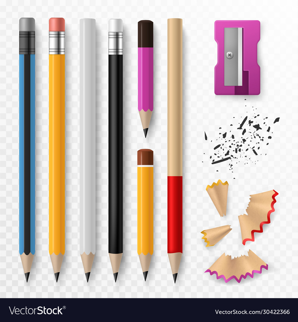 Pencil mockup realistic colored wooden graphite Vector Image