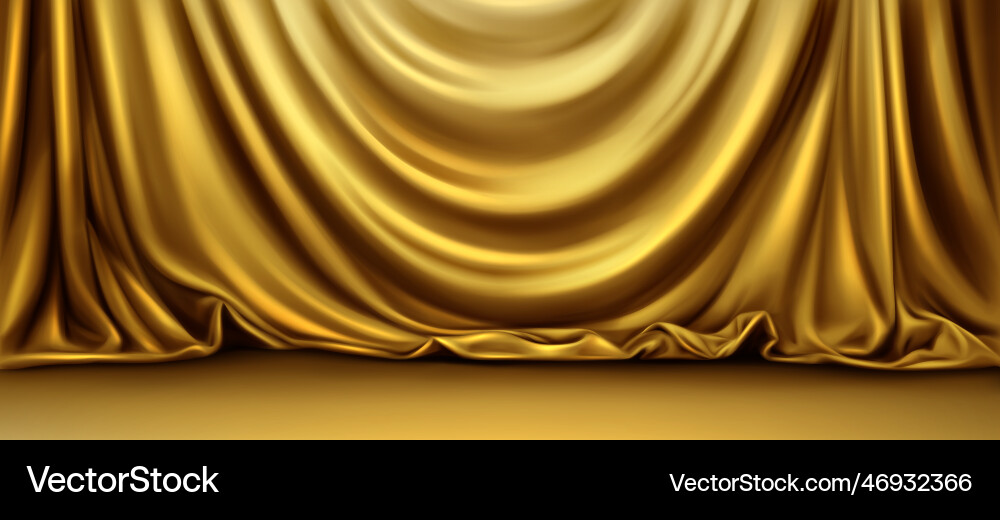 Realistic golden curtain background on stage Vector Image