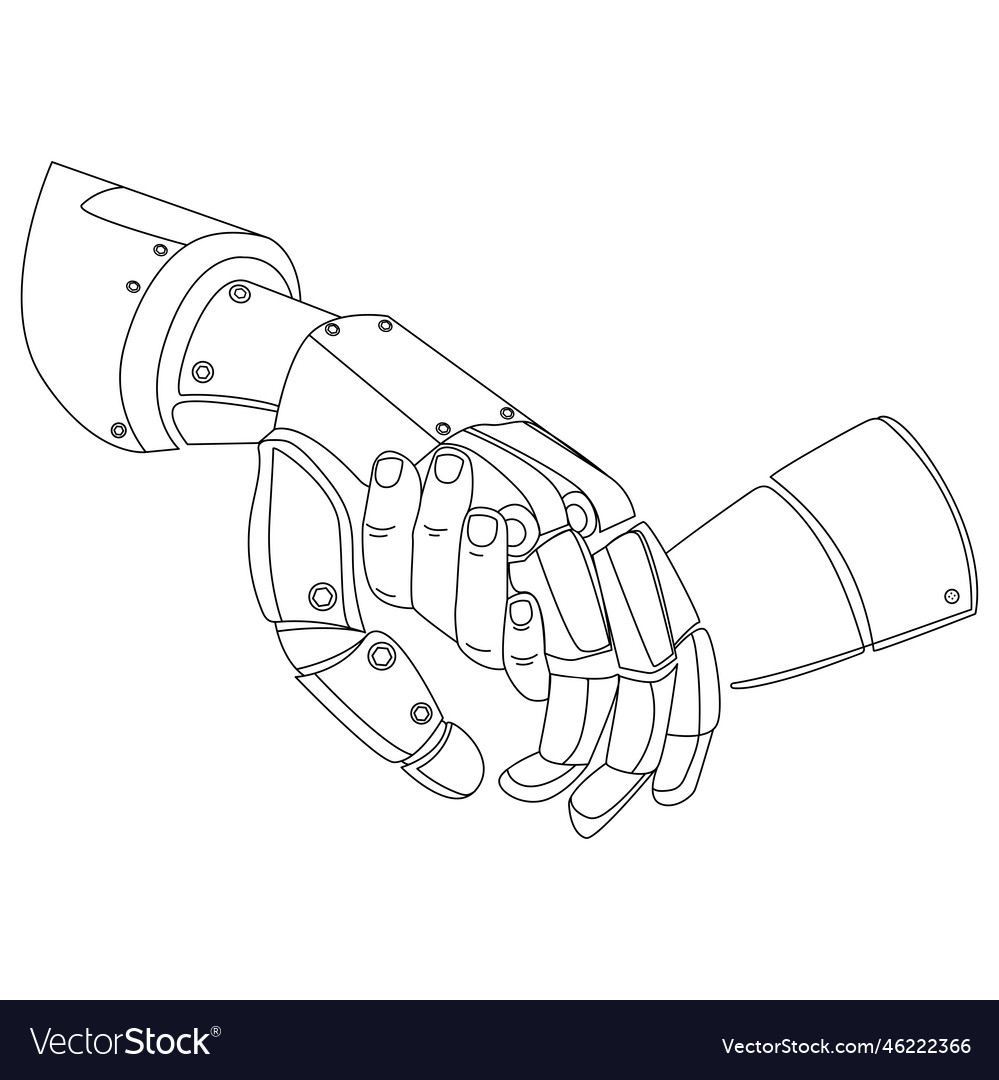 Robotic Android Hand Holding Human Child Hand Vector Image Robotic Android Hand Holding Human Child Hand Vector Image