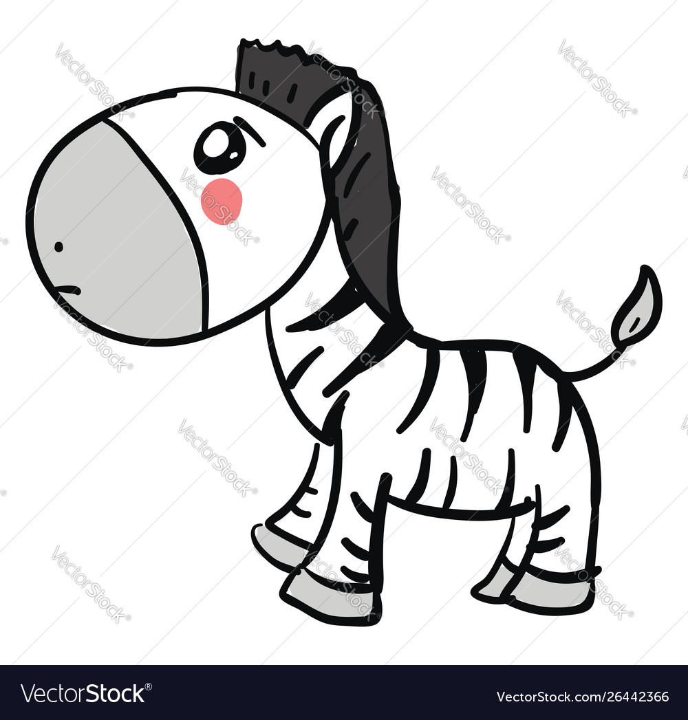 Sad zebra on white background Royalty Free Vector Image