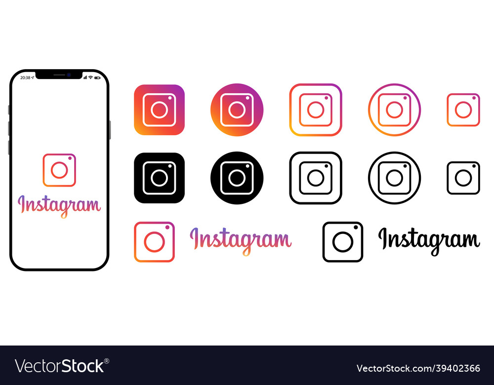 Set of instagram logo vector image Set of instagram logo