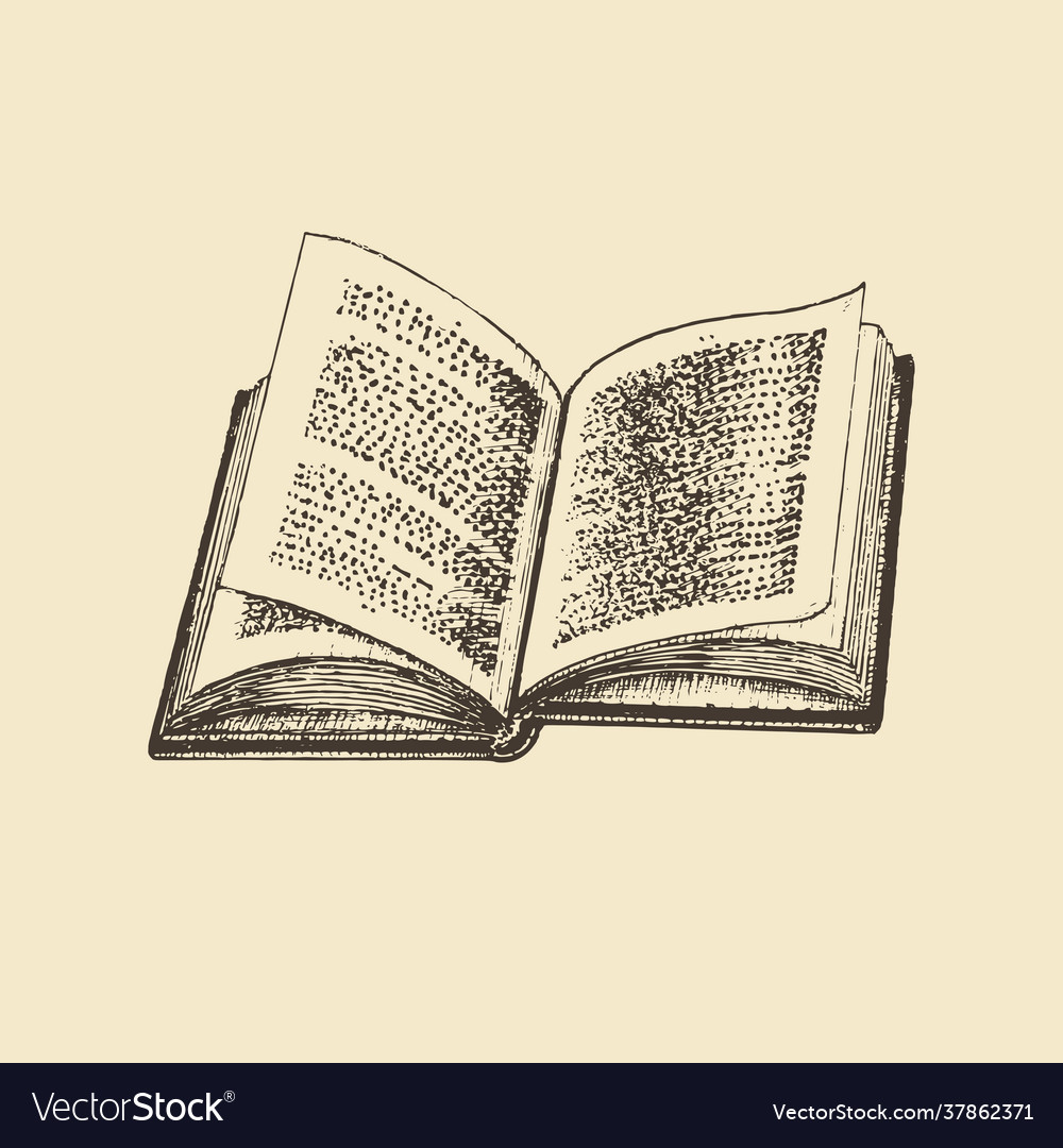 Open book hand draw Royalty Free Vector Image - VectorStock