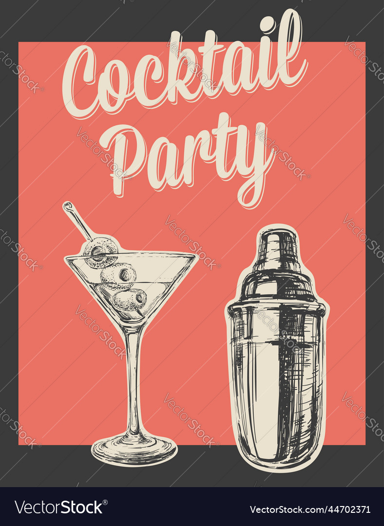 Cocktail Party Invitation Poster Party Royalty Free Vector 9291