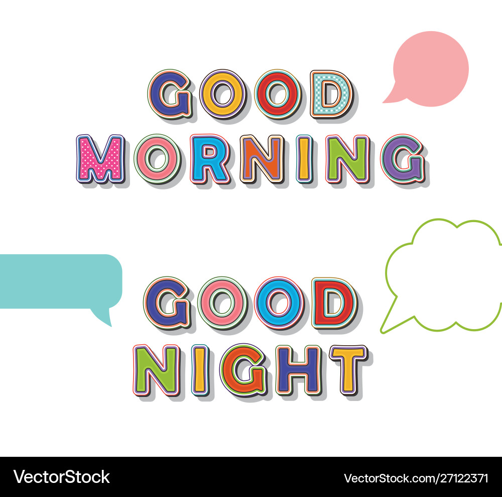 Good Morning Night Pop Art Comic Font Royalty Free Vector