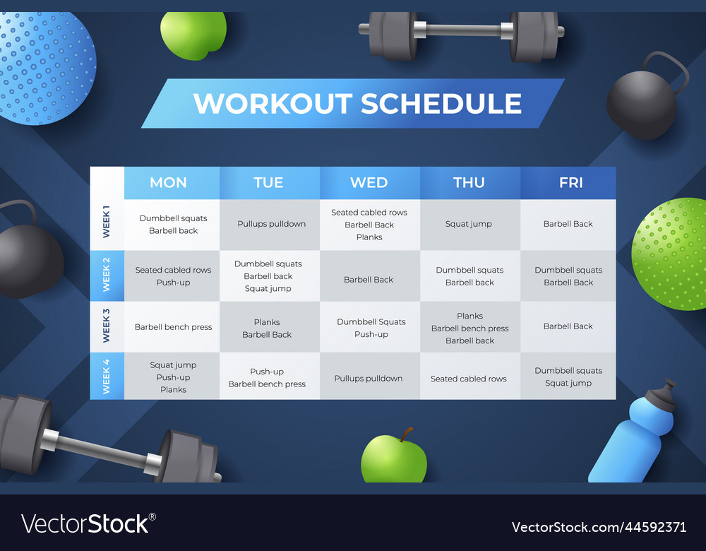 Gradient workout routine schedule template Vector Image