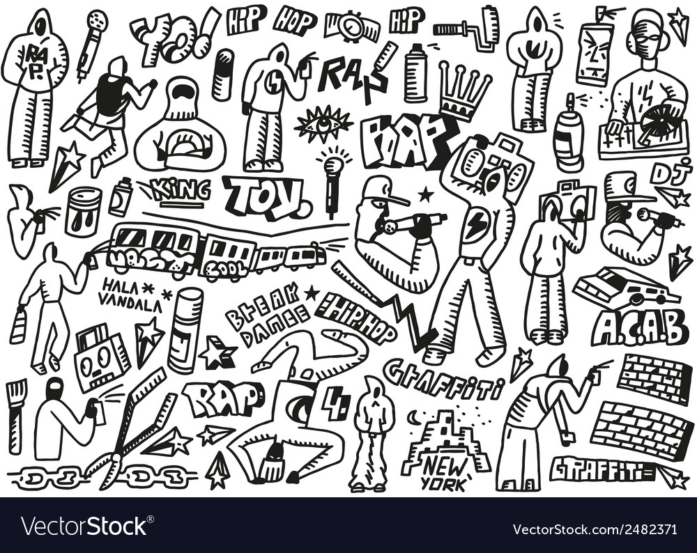 Raphip hop graffiti - doodles set Royalty Free Vector Image