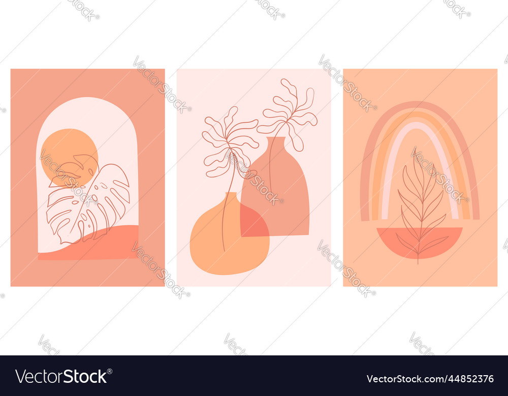 Boho wall decor set Royalty Free Vector Image VectorStock