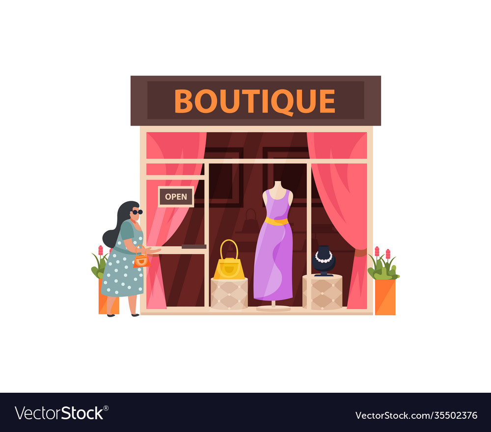 Clothing boutique flat Royalty Free Vector Image