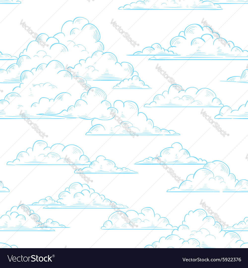 Clouds Seamless Pattern Hand Drawn Royalty Free Vector Image