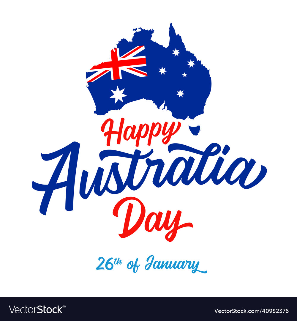 Happy australia day lettering Royalty Free Vector Image