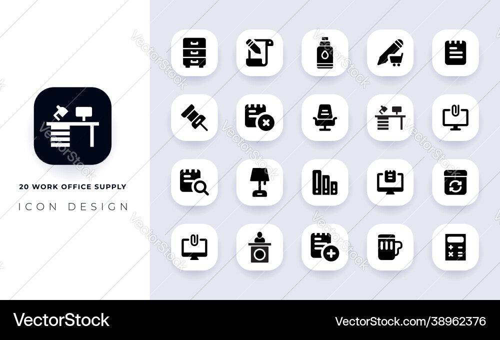 Minimal flat work office supply icon pack Vector Image